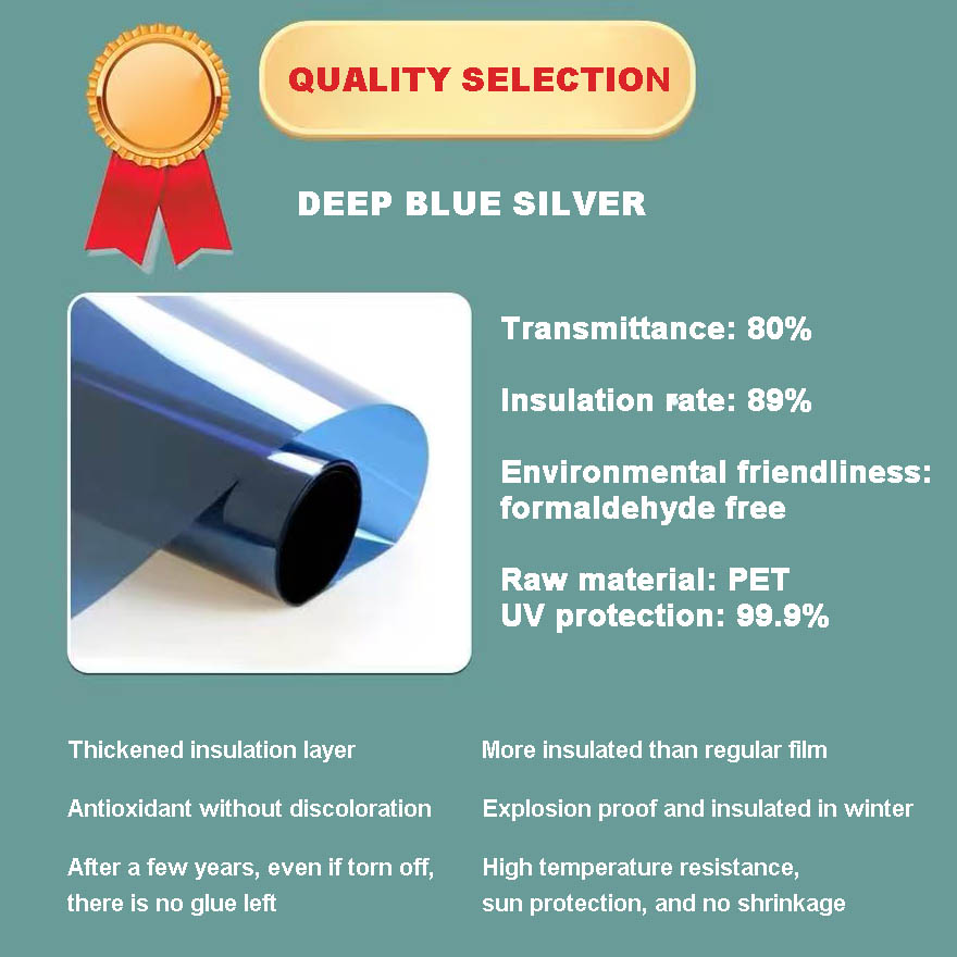 One-Way Film Electrostatic Film Glass Film Dark Blue Silver