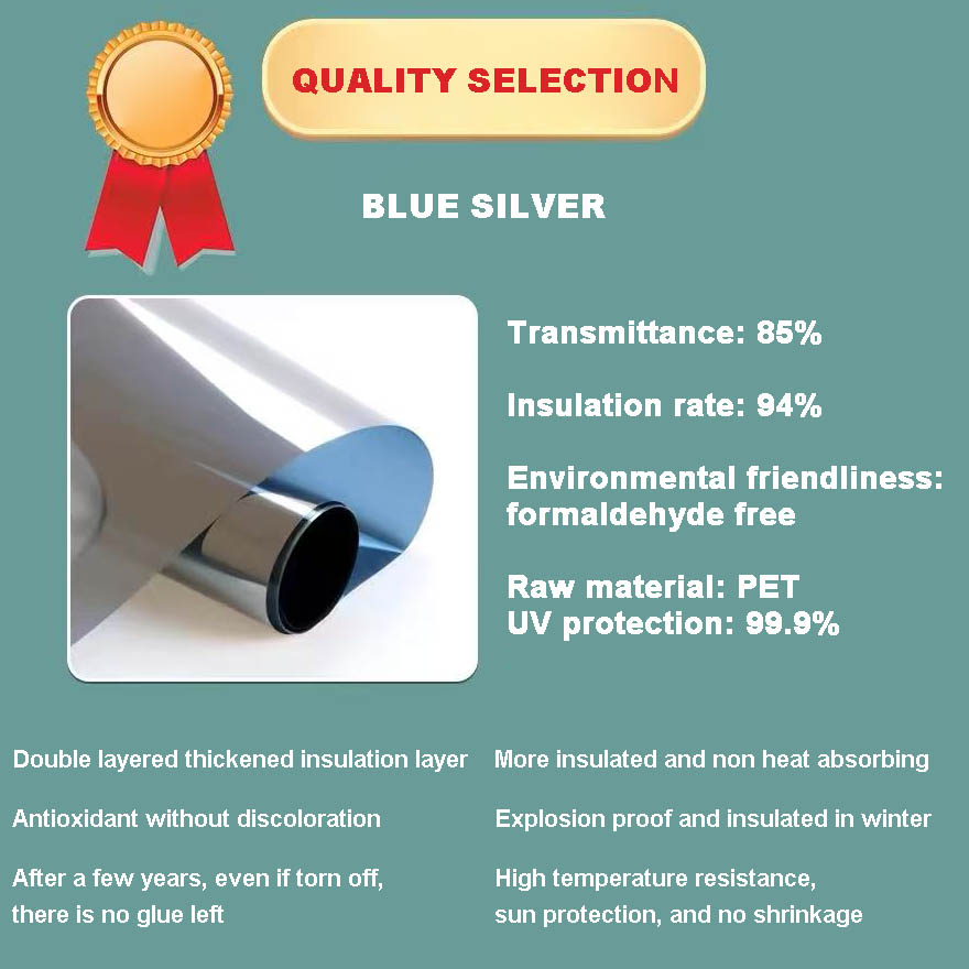 One-Way Film Static Film Glass Film Blue Silver